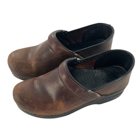 Dansko Brown Leather Womens Clogs Mules Staples Professional Shoes 38 (US 7.5-8) - Picture 3 of 11